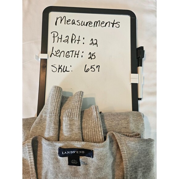 Lands'‎ End Women's XL 18-20 Gray Cardigan Button Up Long Sleeve Sweater - Picture 6 of 6